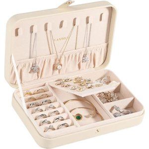 Small Jewelry Box for Women Girls, PU Leather Travel Jewelry Organizer Case